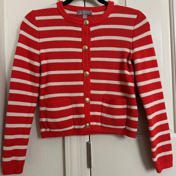 J. Crew Emilie Sweater Lady Jacket Striped Red White...